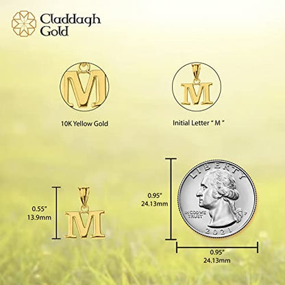 10K Yellow Gold Fine Mini Dangling Initial A-Z Charm 1/2" Pendant - Choice of Initial Letter - style: Letter M Initial Charm