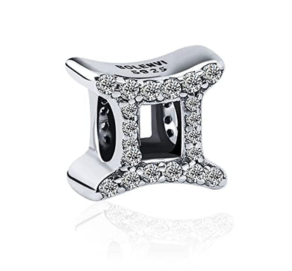 12 Zodiac Signs Birthday Constellations 925 Sterling Silver Charm Bead fits Pandora Bracelets & Necklaces & More - color: Gemini
