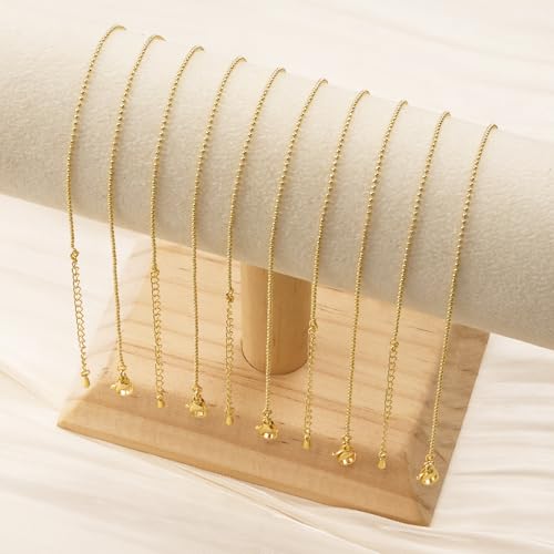 YOUBEIYEE 10 Pack 18K Gold Plated Bead Necklace Chains Bulk | Jewelry Making Chain for Women DIY - color: Gold Bead