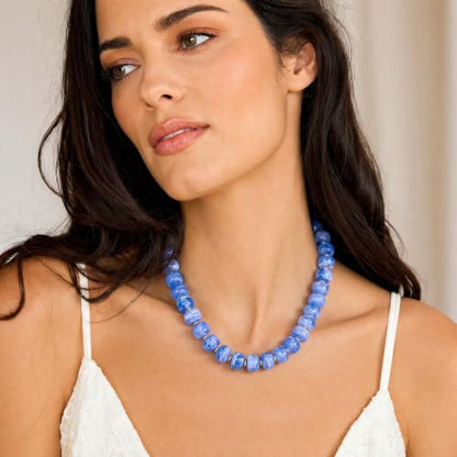 Chunky Beaded Necklace for Women, Colorful Trendy Statement Summer Jewelry Gift - color: necklace-32
