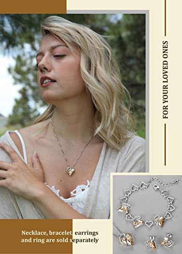 Leafael Infinity Love Women's Adjustable Crystal Heart Ring with Birthstone Crystals Healing Stones, Jewelry Gifts for Women, Birthdays Valentine's Day, Silver-Tone, Open End, Size 6.5-8 - color: 16b-November-Power-Golden Yellow Shade