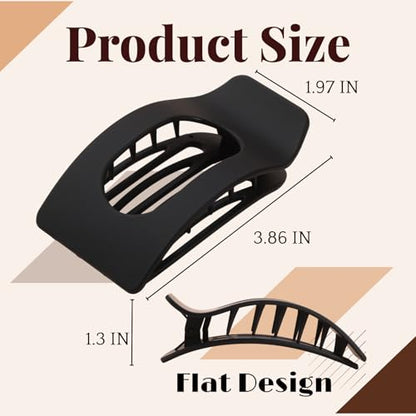 8 Pack Black White Flat Hair Clips for Women – Large Matte Rectangle No-Slip Claw Clips for Thick & Thin Hair, Strong Hold Square Hair Accessories - color: Black and White