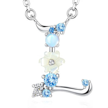 VIKI LYNN Initial Necklace for Women 925 Sterling Silver Initial A to Z Letter Pendant Necklace with Blue Flower Cubic Zirconia Birthday Engagement Gift for Women,Mom, Couple - style: Letter L