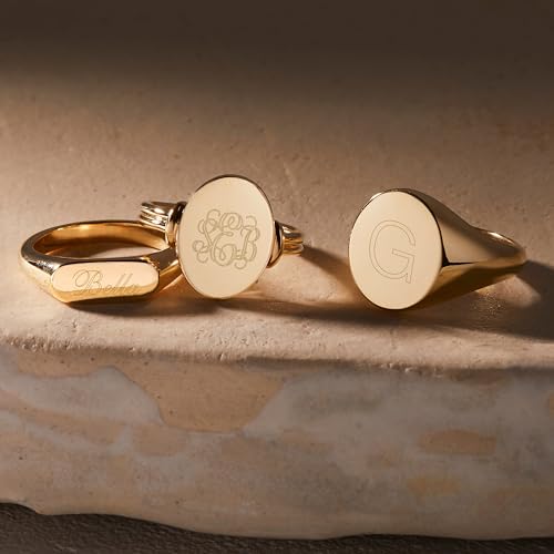 Brook & York Personalized Initial Signet Ring - Gold Tone Custom Initial Ring - Women's Personalized Ring - Gift for Her - Gifts for Mom - style: gold-plated, 9