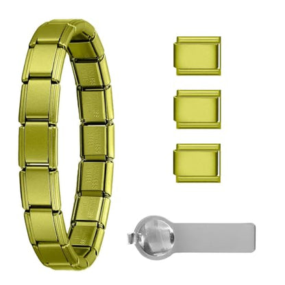 papasgix Italian Charm Bracelets, 9mm Italian Charm Bracelet Links | 9mm Stainless Steel Italian Charms, Detachable Personalized - color: Matte Green