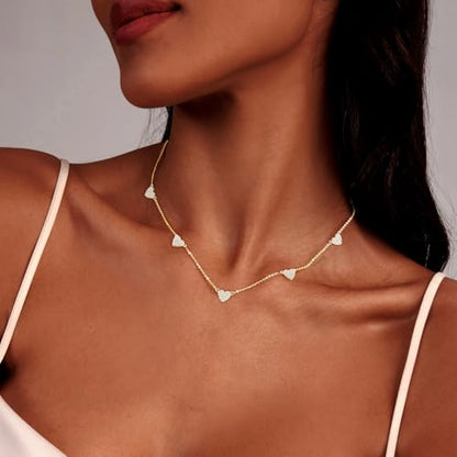 HERIER Cute Heart Necklace Dainty 18k Gold Plated Tiny Heart Pendant Choker Necklaces Small Gold Love Open Heart Chain Necklace for Women Simple Gold Necklace for Women Trendy Jewelry - color: Heart Charm Necklace-Gold
