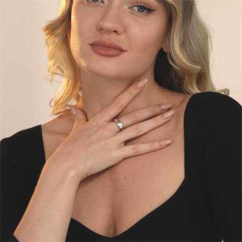 POPLYKE Sterling Silver Anxiety Spinner Rings Spinning Fidget Rings for Women Relieve Stress Jewelry Gifts - color: Sunflower
