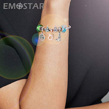 EMOSTAR Zodiac Sign Charms fits European Charm Bracelet – Rose Gold 925 Sterling Silver Necklace Pendant, 12 Horoscope Constellation Dangle CZ Birthstone Beads, Gifts for Women/Men/Birthday - color: Taurus (4.20 – 5.20)