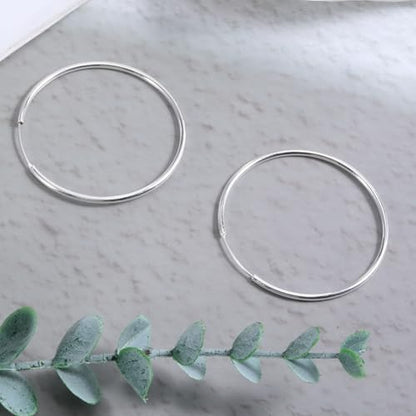 925 Sterling Silver Hoop Earrings Lightweight Endless Thin Silver Hoop Earrings 50mm Big Hoops Earring for Women