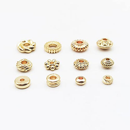 INSPIRELLE 120pcs Spacer Beads Gold Plated Heishi and Rondelle Bead | Long-Lasting for Jewelry Bracelet Necklace Making - color: 120x Heishi Rondelle