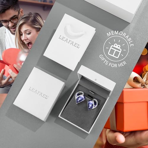 Infinity Love Heart Stud Earrings for Women, Birthstone and Healing Stone, Gifts for Mom, Wife, and Her, Silver Plated - color: 02b-February-Tanzanite Purple