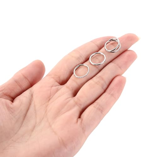 GAGABODY 2 Pcs Nose Rings 22G 20G 18G 16G 14G 12G 10G 8G Surgical Steel Piercing Rings for Nose Septum Cartilage Helix Tragus Conch Rook Daith Lobe from 5mm to 16mm Seamless Hoop Unisex Hinged Earrings - color: Silver-Single&Double&CZ Hoop