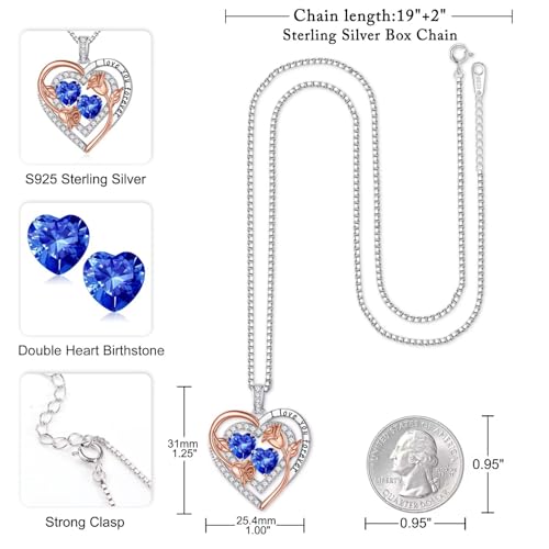 Iefil Birthstone Necklace for Women - Sterling Silver Birthstone Necklace, Anniversary Birthday Gifts for Wife Girlfriend Mom - color: 09-09-Sept-Sept Birthstone