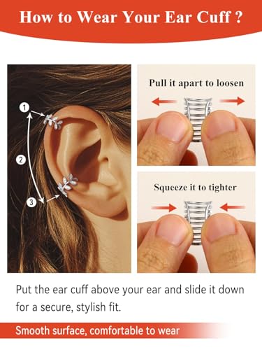 FaithHeart Sterling Silver Ear Cuff Earrings for Women Non Piercing | Hypoallergenic S925 Pure Silver Ear Cuff, Cilp on Cartilage Earrings Adjustable Fake Earrings, Lightweight Ear Cuffs - color: Silver