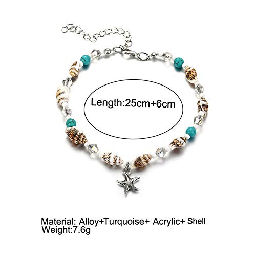 Softones Blue Starfish Turtle Anklet Multilayer Charm Beads Sea Handmade Boho Anklet Foot Jewelry for Women - style: I:Star2