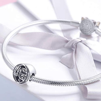 BISAER 925 Sterling Silver Initial Letter A-Z Charms for Bracelets Alphabet Beads Charm Jewelry Gifts - color: Letter O