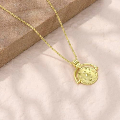 FRUMOS Dainty Layered Choker Necklace 18k gold Plated Y Pendant Commemorative coin Necklace Multilayer Bar Disc Necklace Adjustable Layering Choker Necklaces fashion jewelry for Women Girls - color: Rome Coin Necklace
