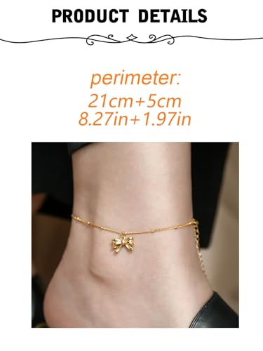 MODRSA Toe Rings for Women Toe Rings and Anklets for Women Toe Ring Adjustable Toe Rings Silver Rose Gold - color: F4-Anklet - bow gold