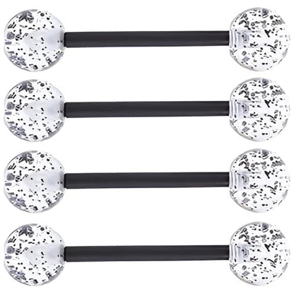 Sequin Barbell Piercing Set for Men Women 14 G Acrylic Tongue Ring Jewellery Long Cute Nipple Piercings Bars Kit Hypoallergenic Flexible Stud 4 pcs Body Jewelry Size 16 MM - color: Black