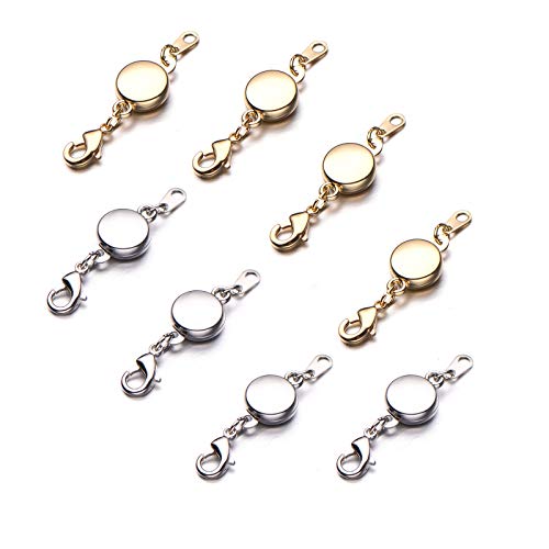 Zpsolution Locking Magnetic Clasps for Jewelry Necklaces Bracelets | Light and small keep the clasp in back, Easy to Use, Strong Magnet, Flat Design, Magnetic Necklace Clasps And Closures - color: 4 Gold and 4 Silver