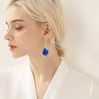 Boho Multiple Style Natural Stone Earrings for Women Unique Healing Gemstone Energy Hypoallergenic Lightweight Dangle Drop Earrings Multiple Styles Earrings Jewelry for Birthday Party Gift - style: Blue Veins