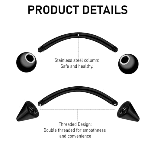 Yolev 16pcs Eyebrow Piercing Jewelry Vertical Labret Lip Piercing Jewelry Eyebrow Rings Piercing Kit Jewelry Surgical Steel Curved Barbell Tiny Vertical Labret Lip Jewelry Ear Rook Helix Conch Daith
