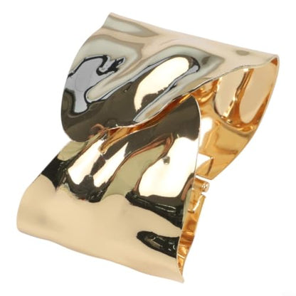 Hollow Geometric Open Cuff Bracelet for Women, Shining Electroplated Iron Wristband, Novel Designer Fashion Jewelry Accessory in Gold or Silver