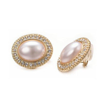 Yoursfs Faux Pearl Clip On Earrings For Women 18K Gold Plated Button Ear Clips - style: Oval Big White Pearl Clip on Earrings