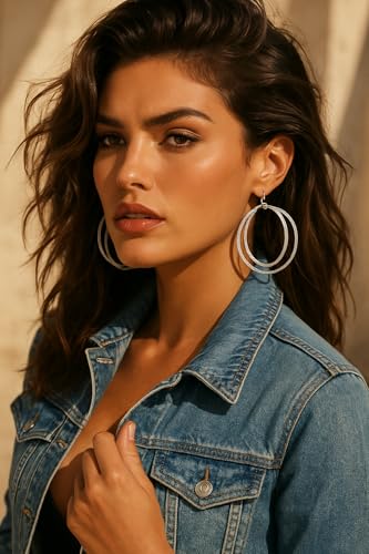 Guess Smooth and Textured Wire Silver Hoop Earrings