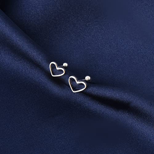 JSGEMSLEE Hypoallergenic 925 Sterling Silver Stud Earrings for Women With Screw Back Small Butterfly Heart Flower Earrings for Girls Tragus Cartilage Jewelry Gifts - color: Silver Heart