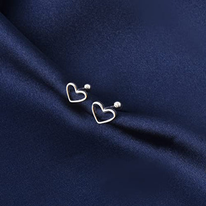JSGEMSLEE Hypoallergenic 925 Sterling Silver Stud Earrings for Women With Screw Back Small Butterfly Heart Flower Earrings for Girls Tragus Cartilage Jewelry Gifts - color: Silver Heart