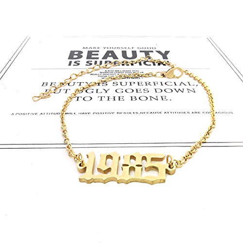 CSIYANJRY99 Birth Year Ankle Bracelets for Women14K Gold Plated Birth Year Number Anklets Adjustable Chain Beach Foot Ankle Bracelets for Women Birthday - style: 1985