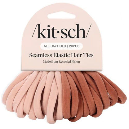 Kitsch Elastic Hair Ties No Damage | Stretchable Hair Bands - Blush 20pcs | Strong All-Day Hold Hair, Rubber Bands For Hair, Ponytail Holders | Hair Accessories for Everyday Use - color: Blush Standard (Pack of 20)
