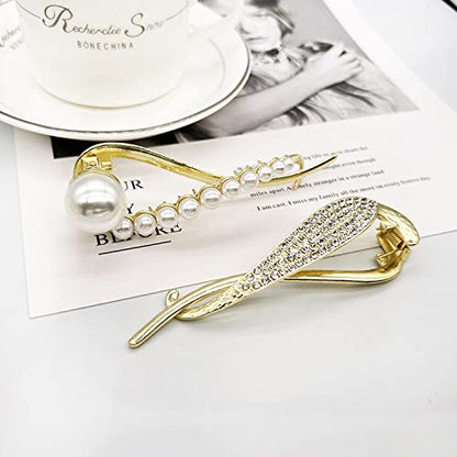 4PCS Hair Clip, Pearl Decor Banana Clip French Style Twist Hair Barrette Non Slip Jaw Hair Claws Hair Accessories