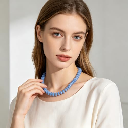 Acrylic Beaded Necklace for Women,Beach Strand Jewelry Gifts | Statement Necklace,Cute Trendy Handmade Jewelry for Women,Chunky Beaded Necklace,Resin Beads Choker - color: Sky Blue