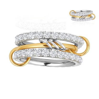 Stackable Rings Women Non Tarnish 18K Gold CZ Interlocking Ring Set | 18K Gold Plated, Hypoallergenic & Non Tarnish, Cubic Zirconia, Mixed Metals, Dainty Stacking Set, Gift for Her - color: gold and silver color