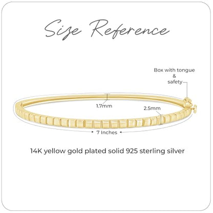 Classic Plain Design & 7 inch Bangle Bracelet for Women | Metal: Sterling Silver|Stone: Moissanite - color: Stack Stripe