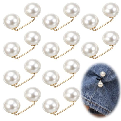 10pcs Pearl Pins, Decorative Pins for Clothes, Faux Pearl Pin for Clothes | Decorative Safety Pins, Pant Hem Clips,Faux Pearl Shawl Pins Sweater Clips, Length Adjuster, Beige White Gold