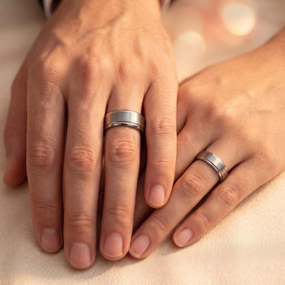 Tungsten Wedding Band Ring Black 10mm Men Women Comfort Fit 18k Rose Gold Step Edge Brushed Polished - color: Grey Tungsten