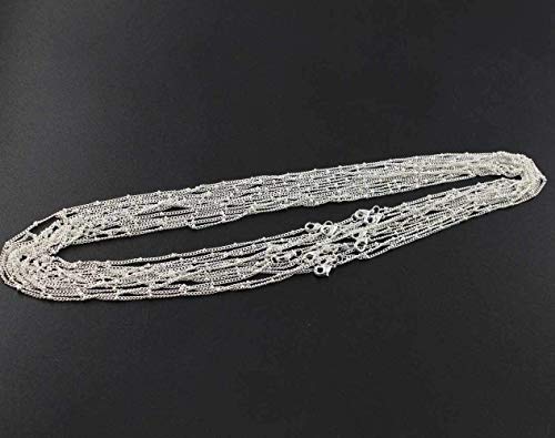 ALEXCRAFT 12PCS Silver Plated Brass Curb Chain Satellite Beaded Chains | Bulk for Jewelry Making (18 Inch(1.5mm)) - color: Silver, size: 18 inch-1.5mm