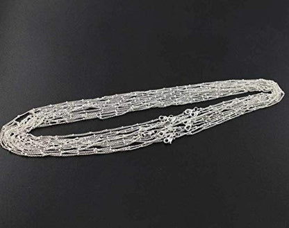 ALEXCRAFT 12PCS Silver Plated Brass Curb Chain Satellite Beaded Chains | Bulk for Jewelry Making (18 Inch(1.5mm)) - color: Silver, size: 18 inch-1.5mm