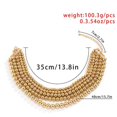 COLORFUL BLING Exaggerated Layered Beads Pendant Chunky Gold Chain Chunky Bib Statement Choker Stackable Strand Necklace for Women Hip Hop Jewelry - color: gold set