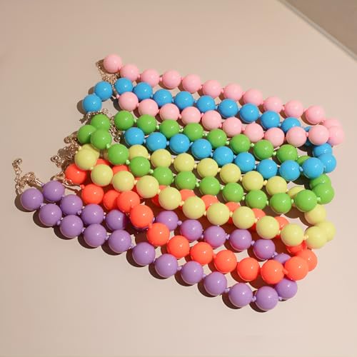 JNF Chunky Beaded Necklaces Women Large Big Ball Bead Choker Necklace Bold Statement Beads jewelry Gift - color: yellow bead choker