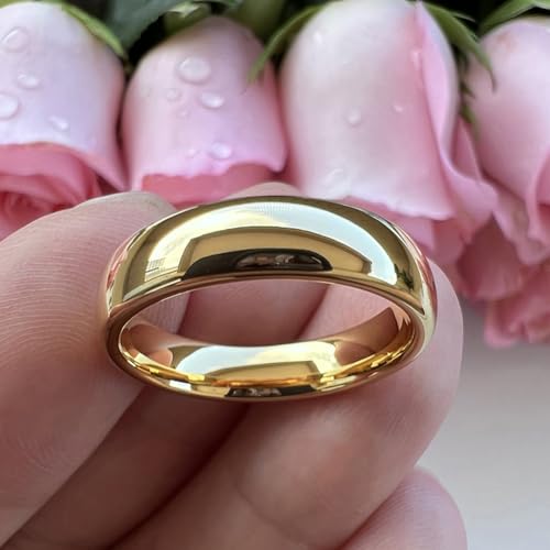 TUTISS 4mm 6mm 8mm 10mm Silver/Gold/White Tungsten Rings for Men Women Couple Fashion Jewelry Anniversary Engagement Wedding Bands Domed Polished I Love You Engraved Comfort Fit - color: 6mm Gold Tungsten I Love You