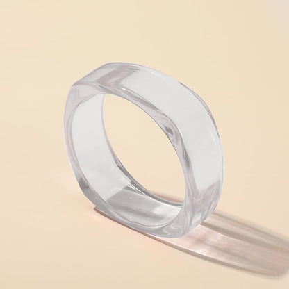Acrylic Colorful Resin Open Bracelet Geometric Simple Transparent Wide Cuff Bangle for Women Lightweight Colorful Chunky Thick Thin Wide Face Resin Acrylic Cuff Bangle Jewelry - color: A Transparent