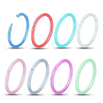 Oveta 8-32PCS 16G/20G Nose Rings Hoop Retainer Colorful Clear Bioflex Acrylic Septum Rings Cartilage Tragus Earrings Piercing Retainer Seamless Ring Hoop 5/16'' or 3/8'' - style: 20g 5/16'' Ring