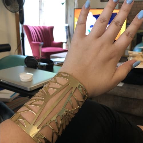 OIDIMS Women's Cuff Bracelets Large Big Bangles Minimalist Statement Adjustable Fashion Hollow Wide Bracelet Chunky Open Arm Cuff Upper Arm Personalized Punk Jewelry for Ladies - color: Gold