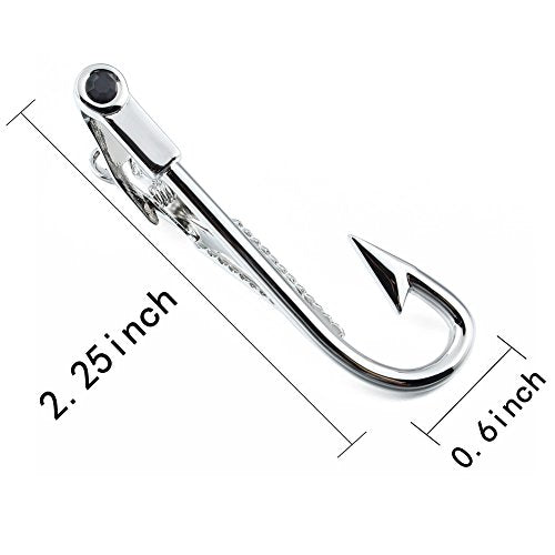 HAWSON 2 inch/ 2.2 inch Tie Clip for Men, Novelty Tie Bar Clip for Men and Boys, Interesting Tie Clip for Party - color: Fishhook