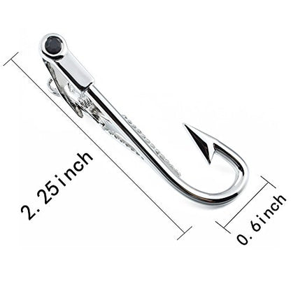 HAWSON 2 inch/ 2.2 inch Tie Clip for Men, Novelty Tie Bar Clip for Men and Boys, Interesting Tie Clip for Party - color: Fishhook