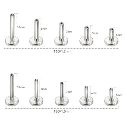 limerencia 16G/18G Hypoallergenic Internal Threaded Titanium Bar Post Replacement,Flat Back Stud Earrings Post Medusa Helix Couch Labret Bar for Women Men Sensitive Ears(A Pair) - color: silver tone, size: 18G-6mm